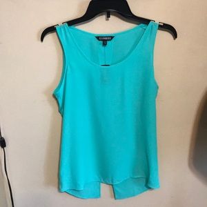 Sheer teal slit back tank top